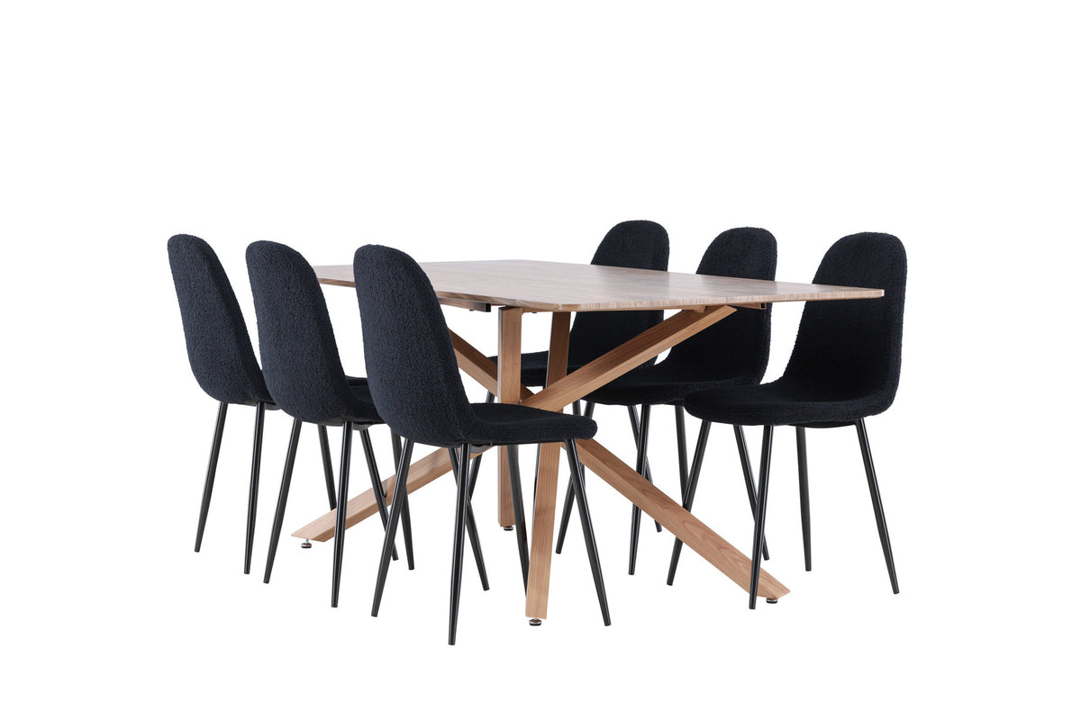 Piazza Esstisch mit Polar Stühlen in Schwarz präsentiert im Onlineshop von KAQTU Design AG. Esszimmerset ist von Venture Home