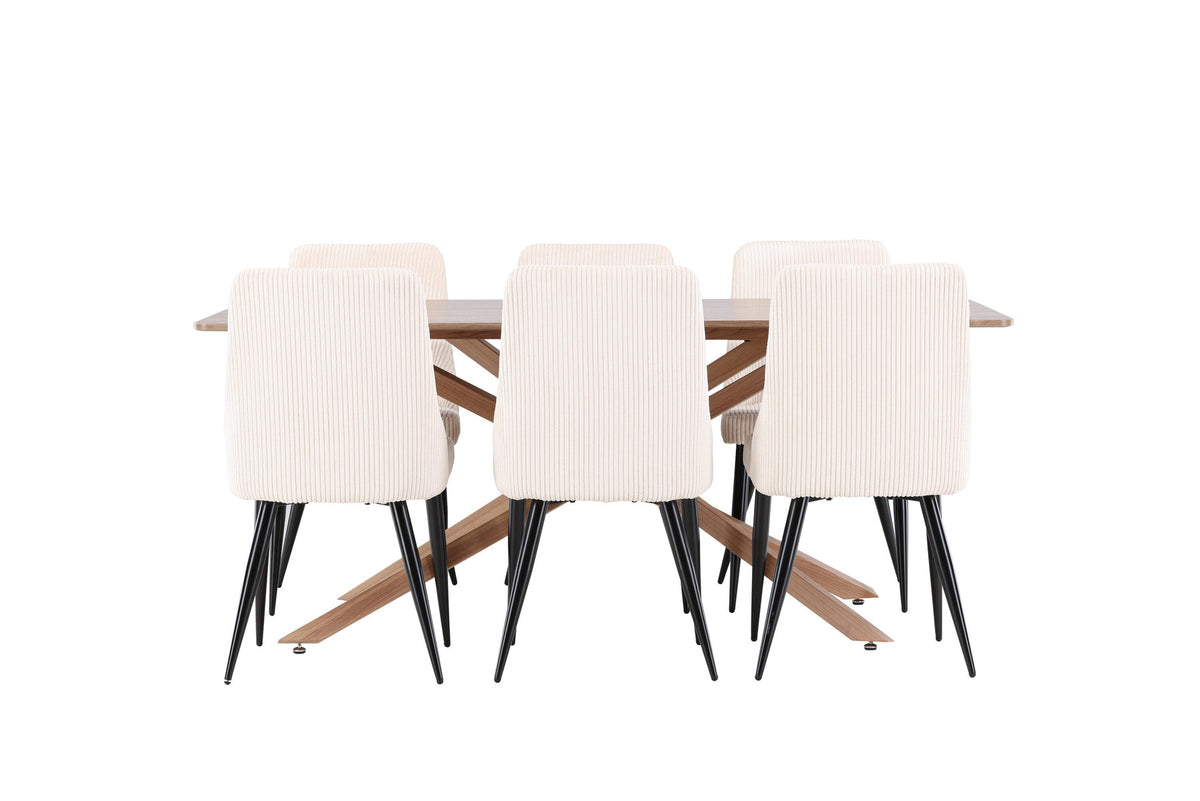 Piazza Esstisch mit Leone Stühlen in Beige präsentiert im Onlineshop von KAQTU Design AG. Esszimmerset ist von Venture Home
