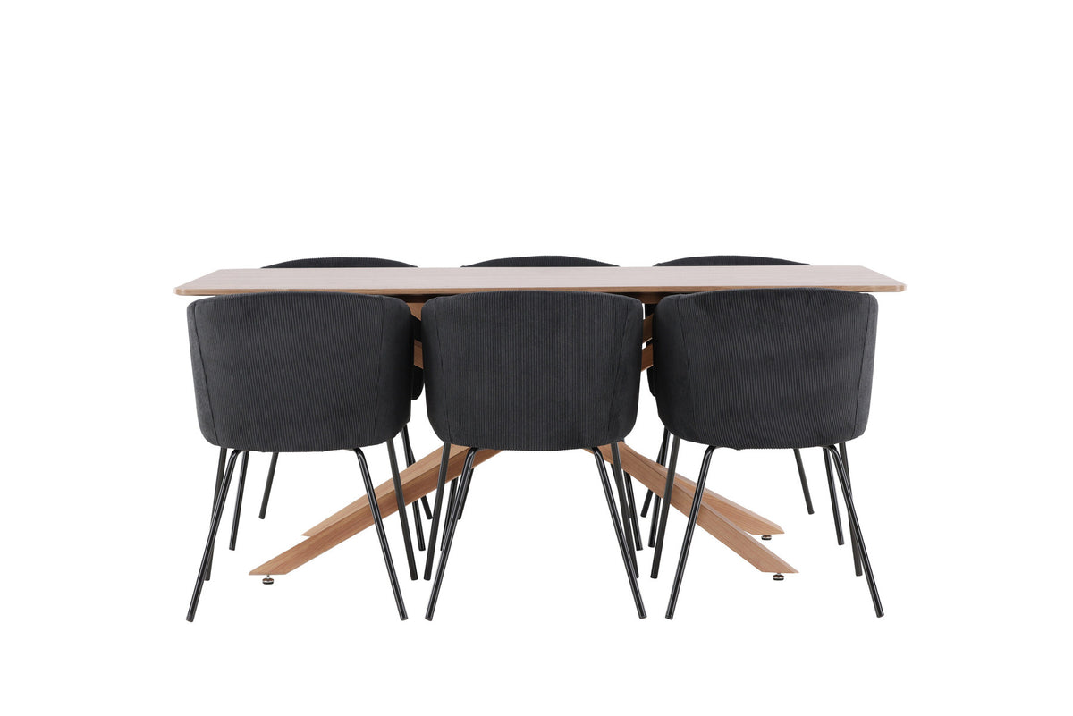 Piazza Esstisch mit Berit Stühlen in Schwarz präsentiert im Onlineshop von KAQTU Design AG. Esszimmerset ist von Venture Home