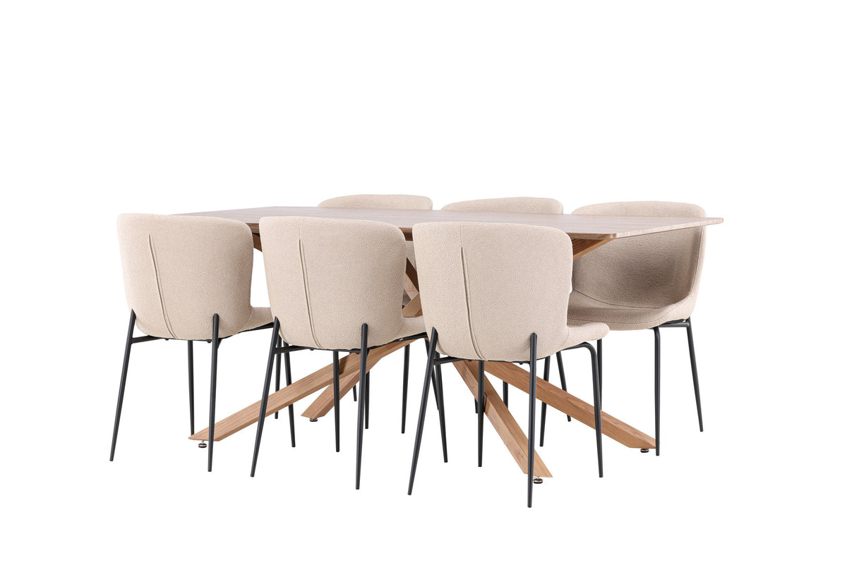 Piazza Esstisch mit Modesto Stühlen in Beige präsentiert im Onlineshop von KAQTU Design AG. Esszimmerset ist von Venture Home