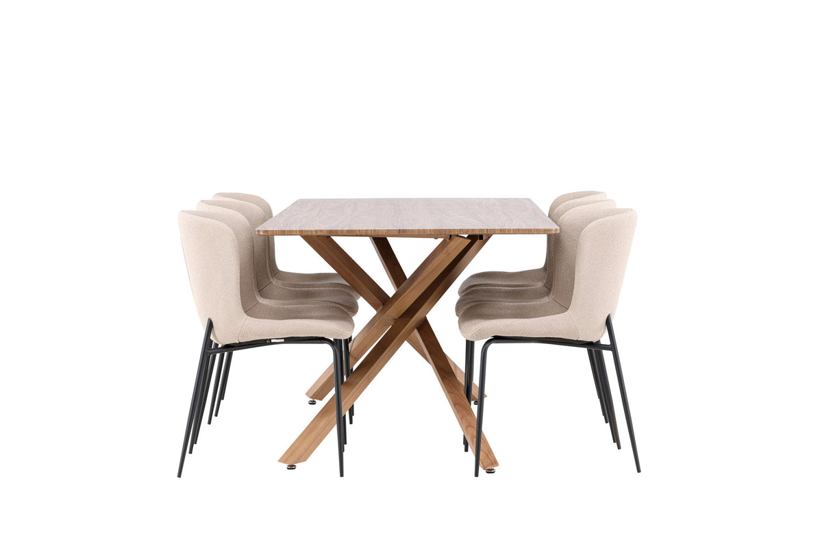 Piazza Esstisch mit Modesto Stühlen in Beige präsentiert im Onlineshop von KAQTU Design AG. Esszimmerset ist von Venture Home