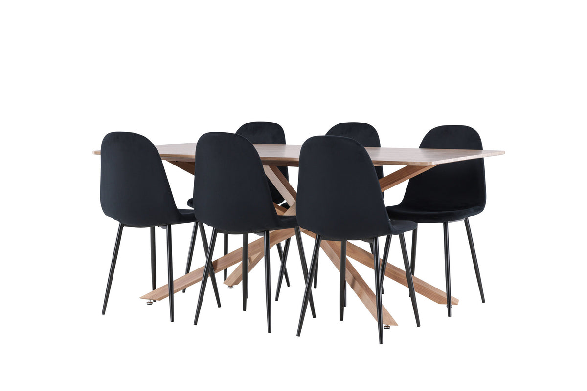 Piazza Esstisch mit Polar Stühlen in Schwarz präsentiert im Onlineshop von KAQTU Design AG. Esszimmerset ist von Venture Home