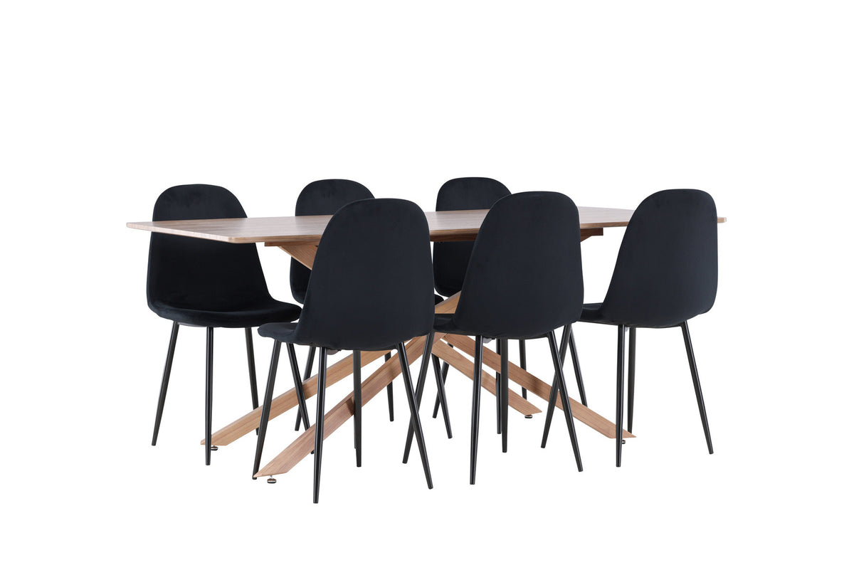 Piazza Esstisch mit Polar Stühlen in Schwarz präsentiert im Onlineshop von KAQTU Design AG. Esszimmerset ist von Venture Home