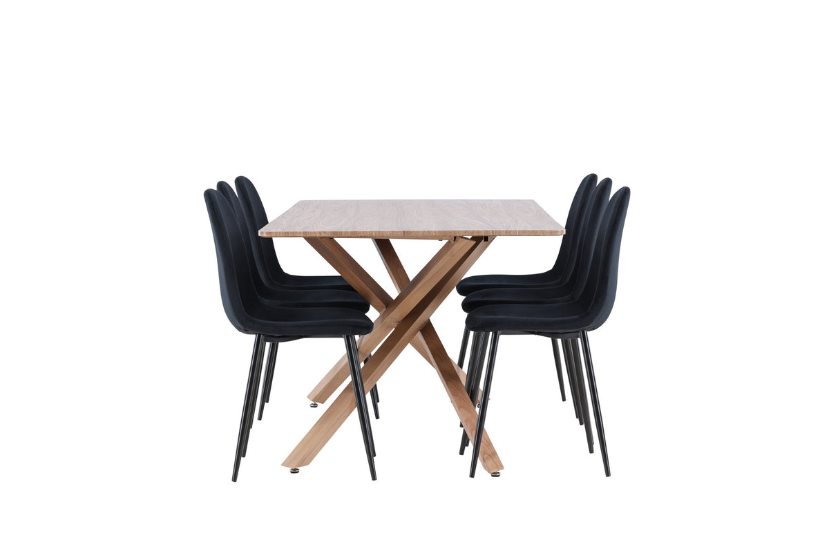 Piazza Esstisch mit Polar Stühlen in Schwarz präsentiert im Onlineshop von KAQTU Design AG. Esszimmerset ist von Venture Home