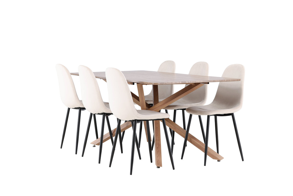 Piazza Esstisch mit Polar Stühlen in Beige präsentiert im Onlineshop von KAQTU Design AG. Esszimmerset ist von Venture Home