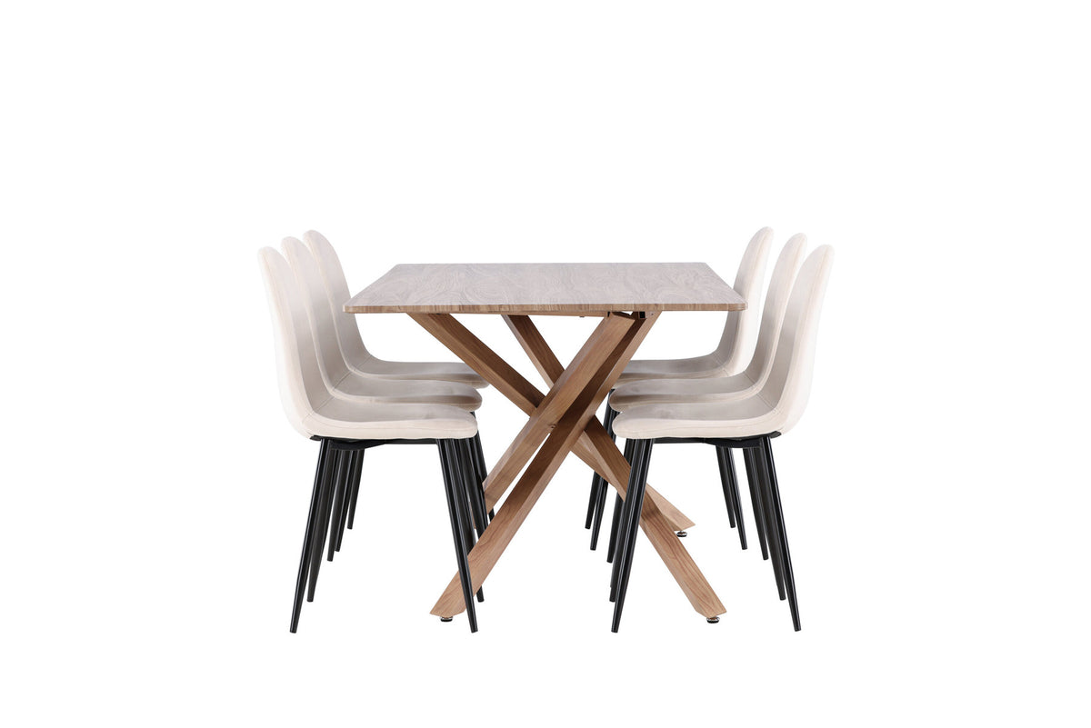 Piazza Esstisch mit Polar Stühlen in Beige präsentiert im Onlineshop von KAQTU Design AG. Esszimmerset ist von Venture Home