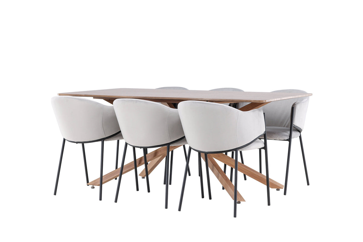 Piazza Esstisch mit Evelina Stühlen in Grau präsentiert im Onlineshop von KAQTU Design AG. Esszimmerset ist von Venture Home