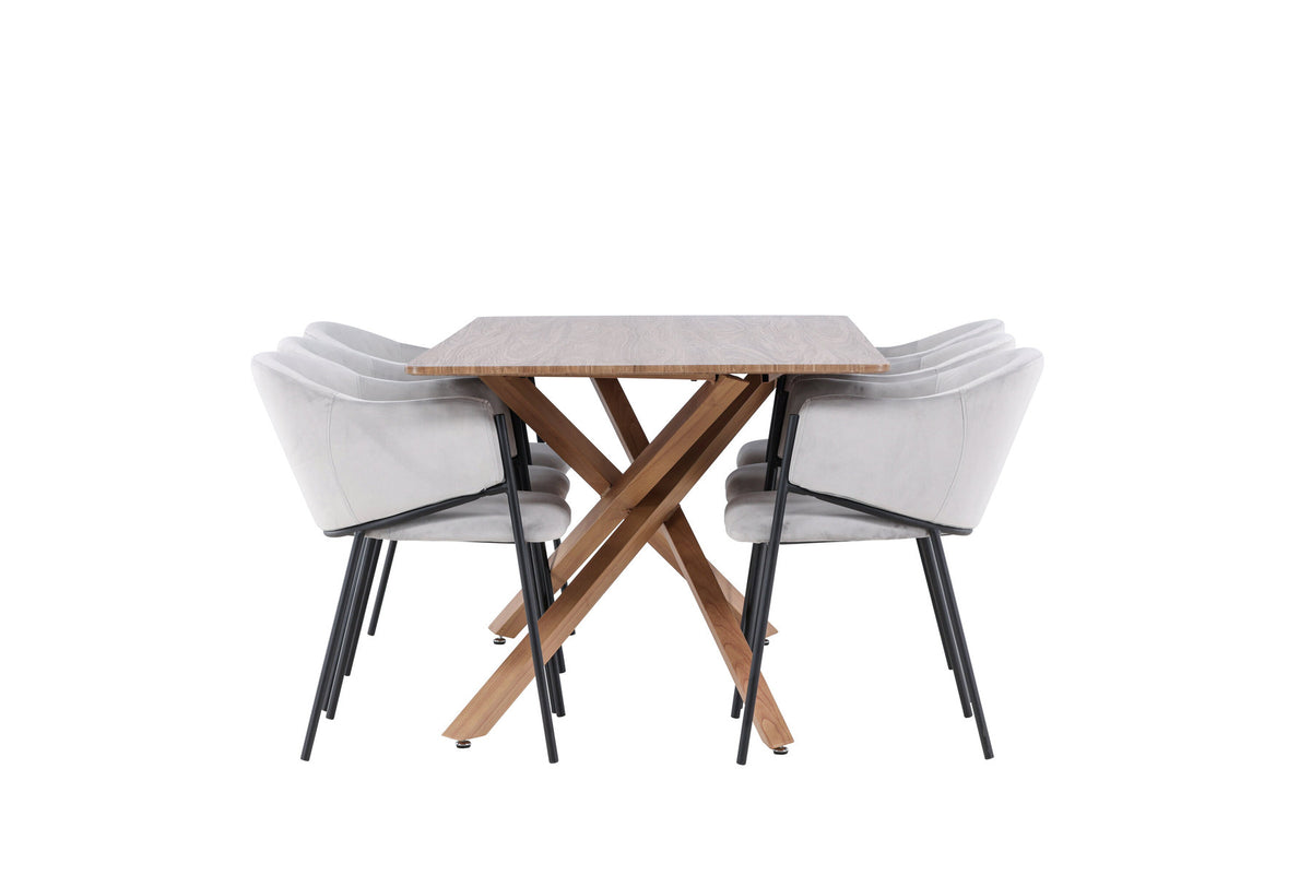 Piazza Esstisch mit Evelina Stühlen in Grau präsentiert im Onlineshop von KAQTU Design AG. Esszimmerset ist von Venture Home