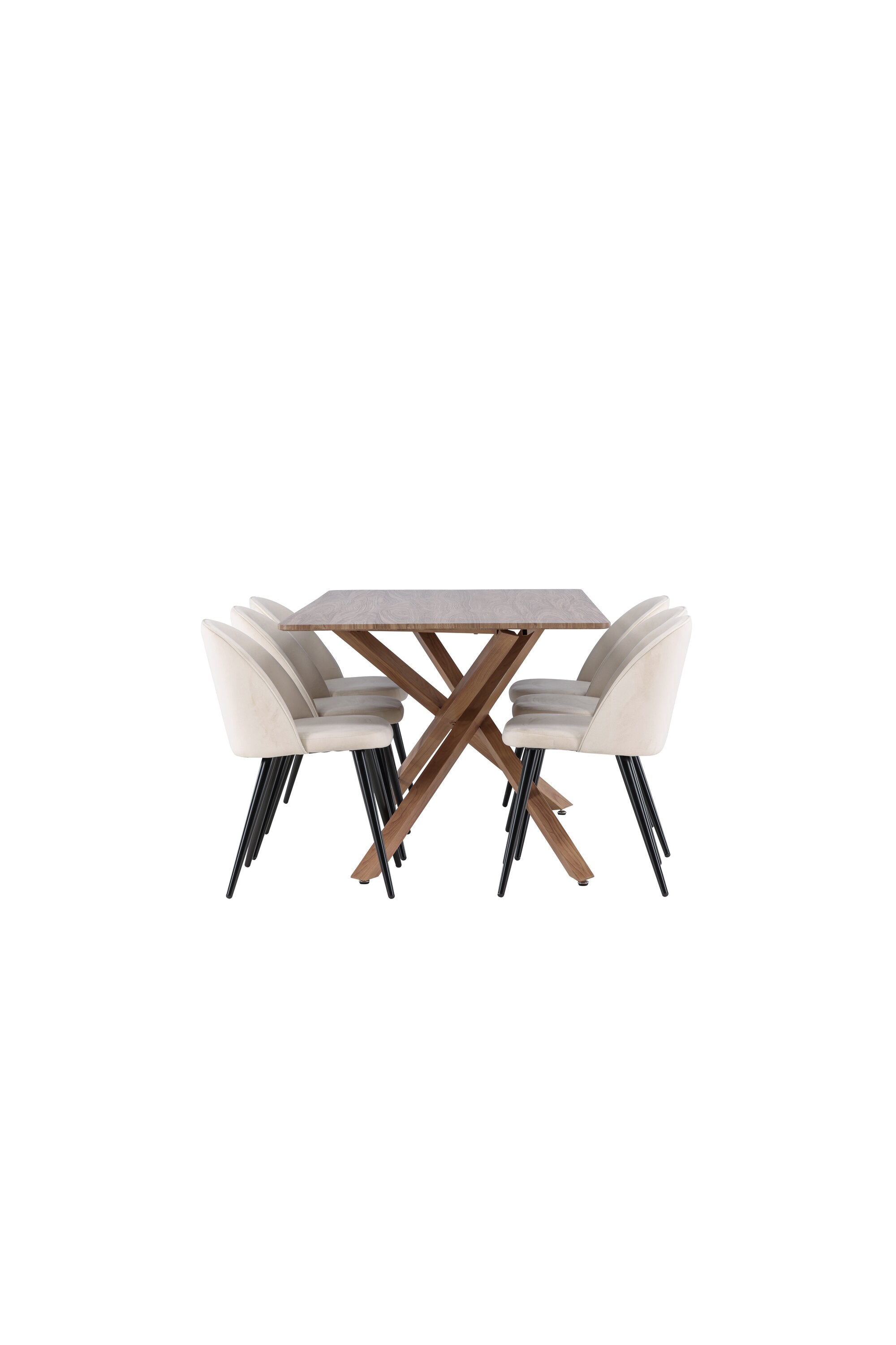 Elegantes Esstischset bestehend aus dem Piazza Esstisch und einem weichen Velvet-Stuhl von Venture Home, perfekt für ein modernes Zuhause.