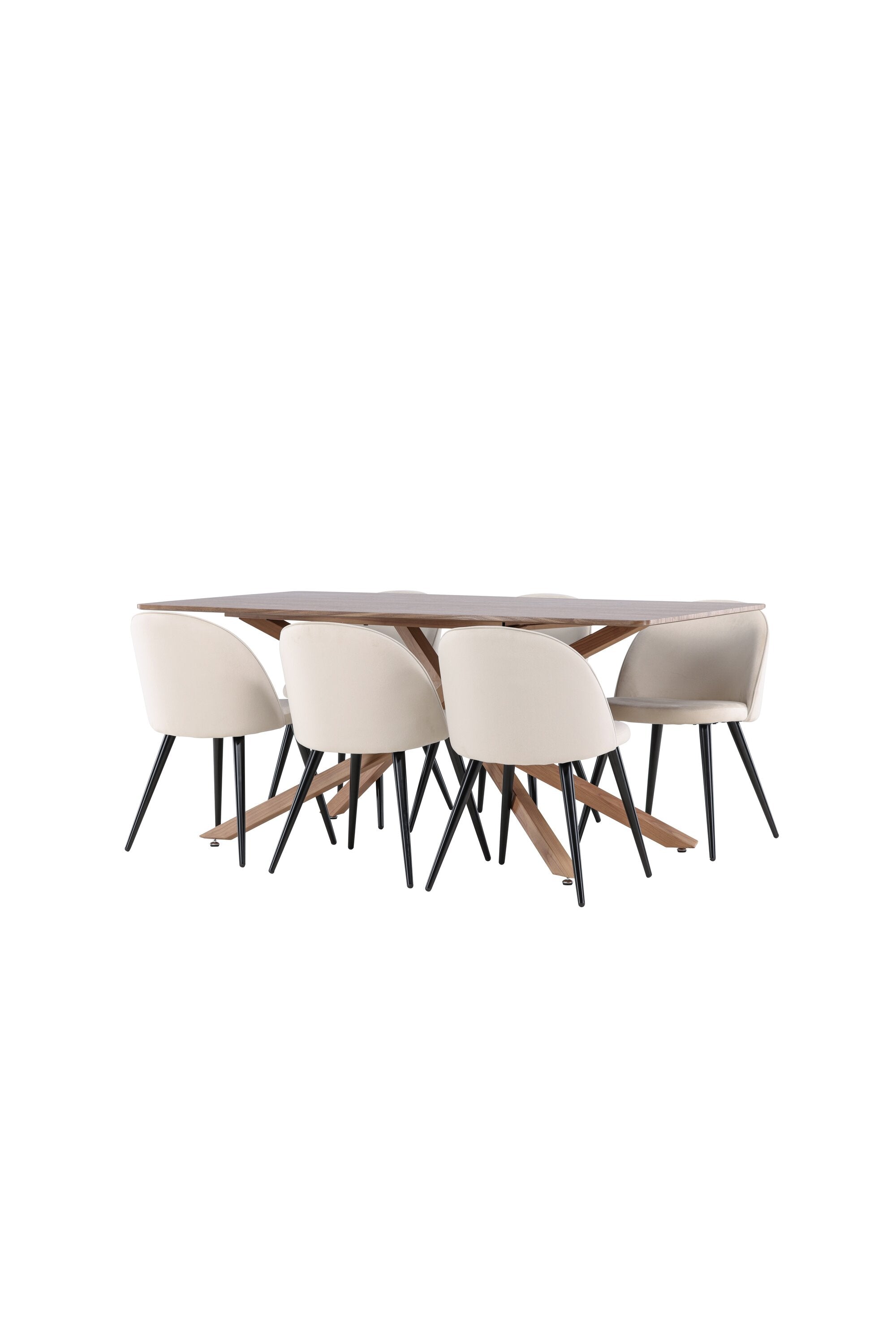 Elegantes Esstischset bestehend aus dem Piazza Esstisch und einem komfortablen Velvet-Stuhl, perfekt für moderne Esszimmer.