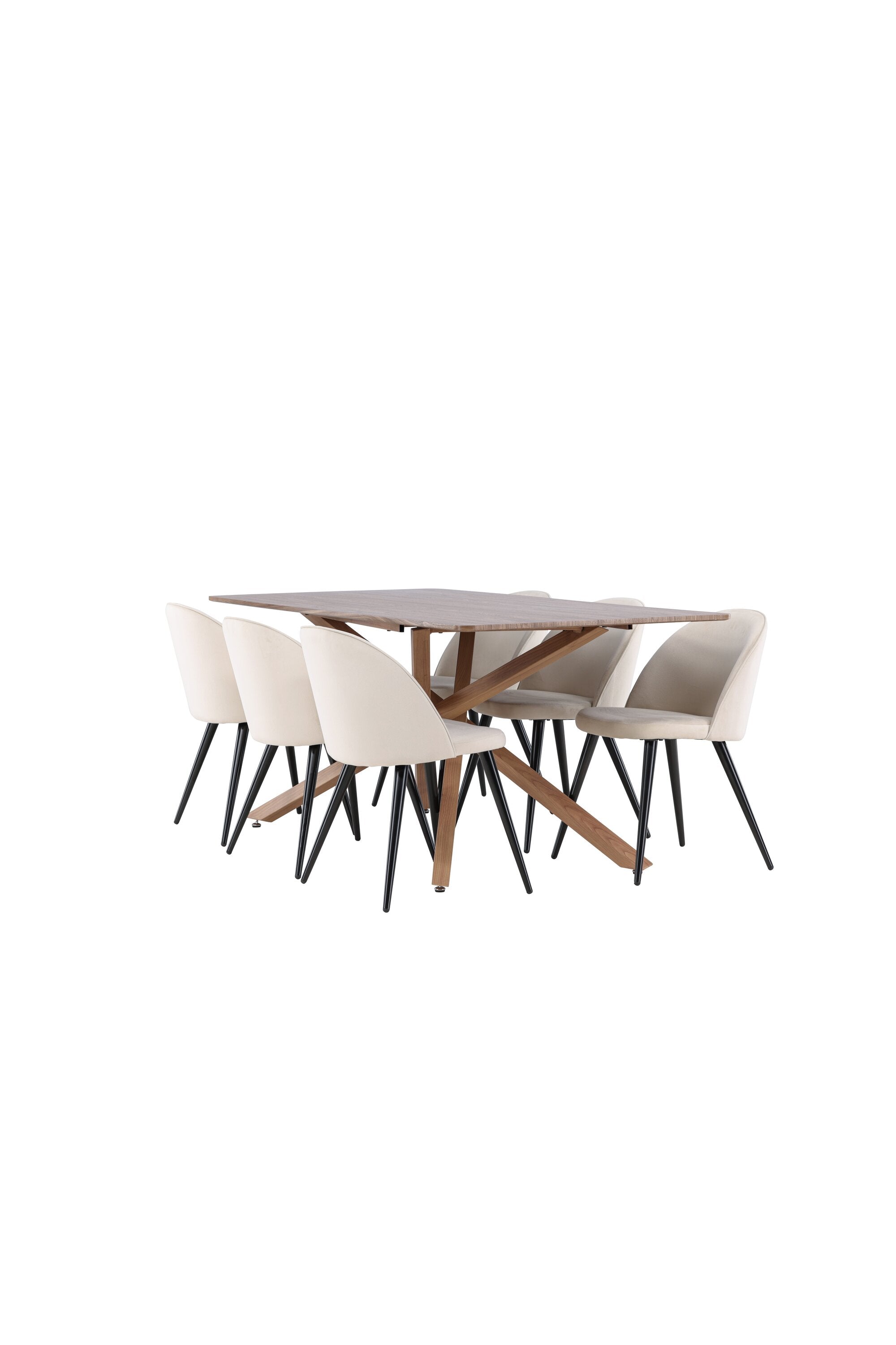 Stilvolles Esstischset mit Piazza Esstisch und luxuriösem Velvet-Stuhl, ideal für einladende Essbereiche und gesellige Abende.