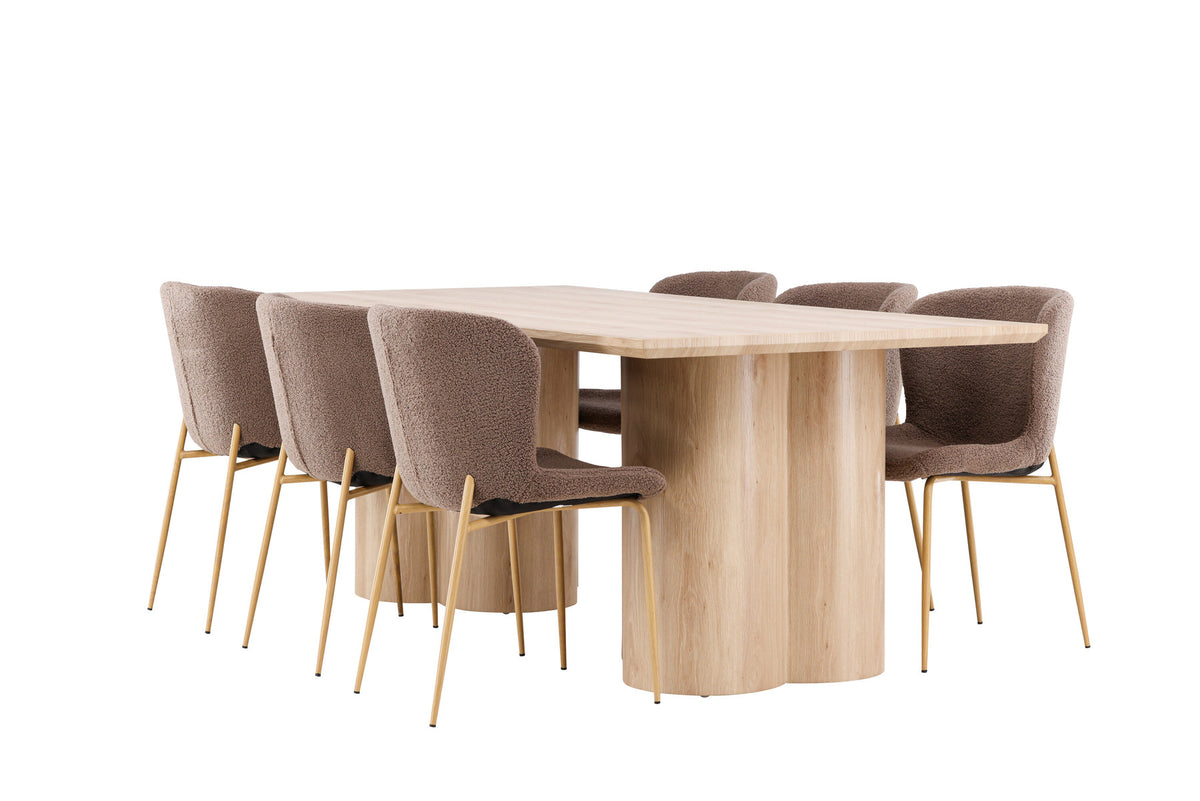 Olivia Esstisch mit Modesto Stühlen in Braun präsentiert im Onlineshop von KAQTU Design AG. Esszimmerset ist von Venture Home