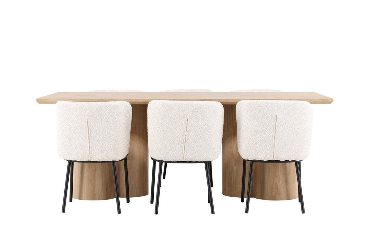 Olivia Esstisch mit Agnes Stühlen in Weiss präsentiert im Onlineshop von KAQTU Design AG. Esszimmerset ist von Venture Home