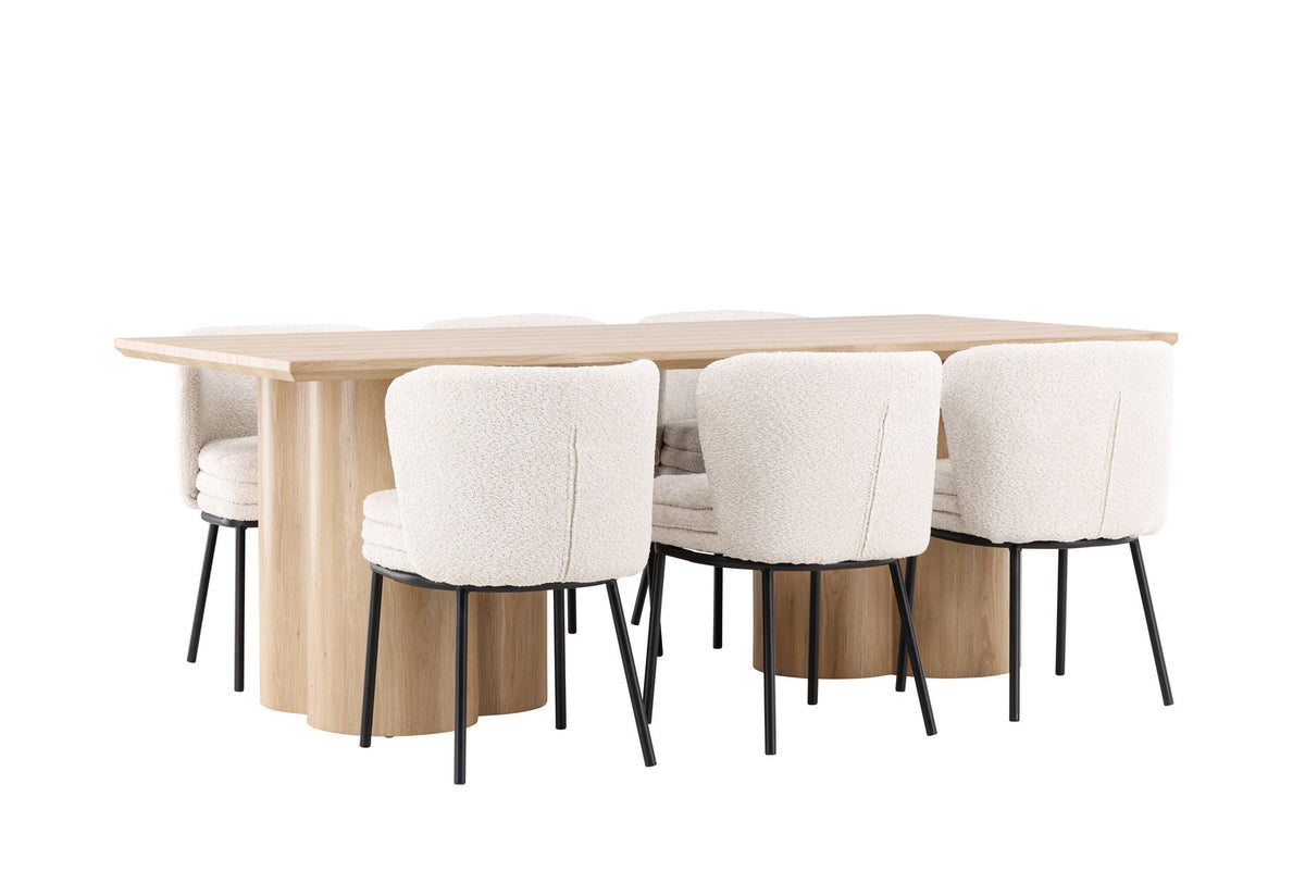 Olivia Esstisch mit Agnes Stühlen in Weiss präsentiert im Onlineshop von KAQTU Design AG. Esszimmerset ist von Venture Home