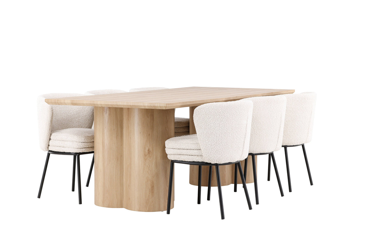 Olivia Esstisch mit Agnes Stühlen in Weiss präsentiert im Onlineshop von KAQTU Design AG. Esszimmerset ist von Venture Home