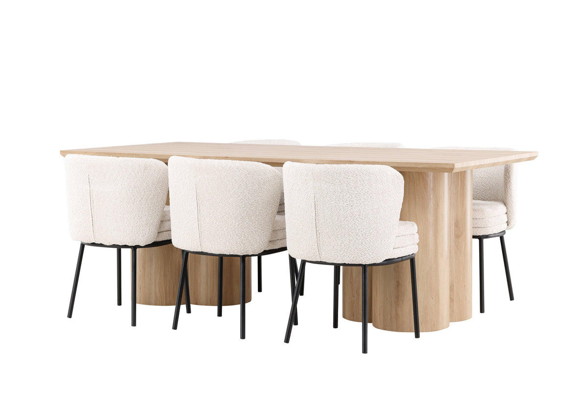 Olivia Esstisch mit Agnes Stühlen in Weiss präsentiert im Onlineshop von KAQTU Design AG. Esszimmerset ist von Venture Home