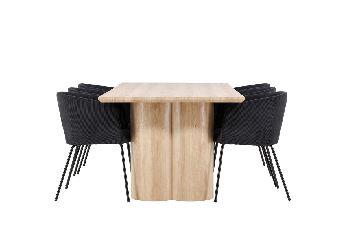 Olivia Esstisch mit Stühlen von Berit in Schwarz präsentiert im Onlineshop von KAQTU Design AG. Esszimmerset ist von Venture Home