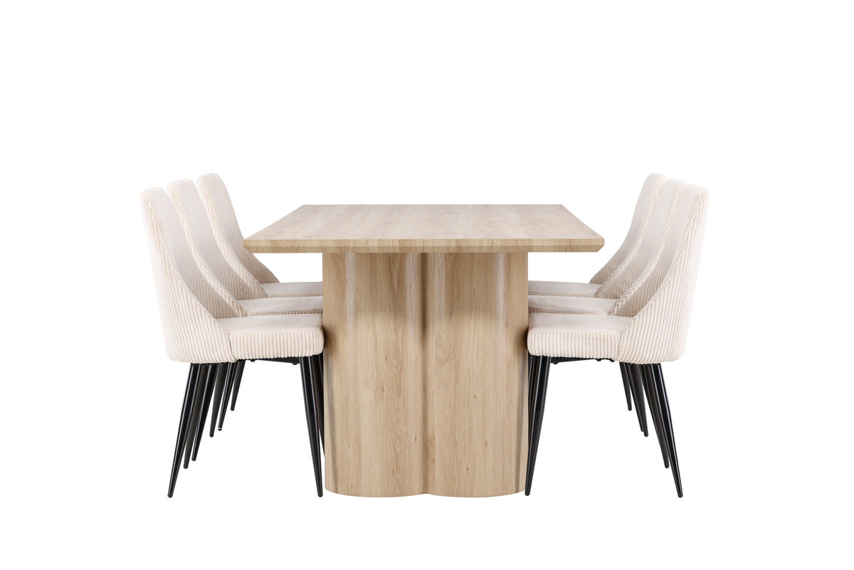 Olivia Esstisch mit Leone Stühlen in Beige präsentiert im Onlineshop von KAQTU Design AG. Esszimmerset ist von Venture Home