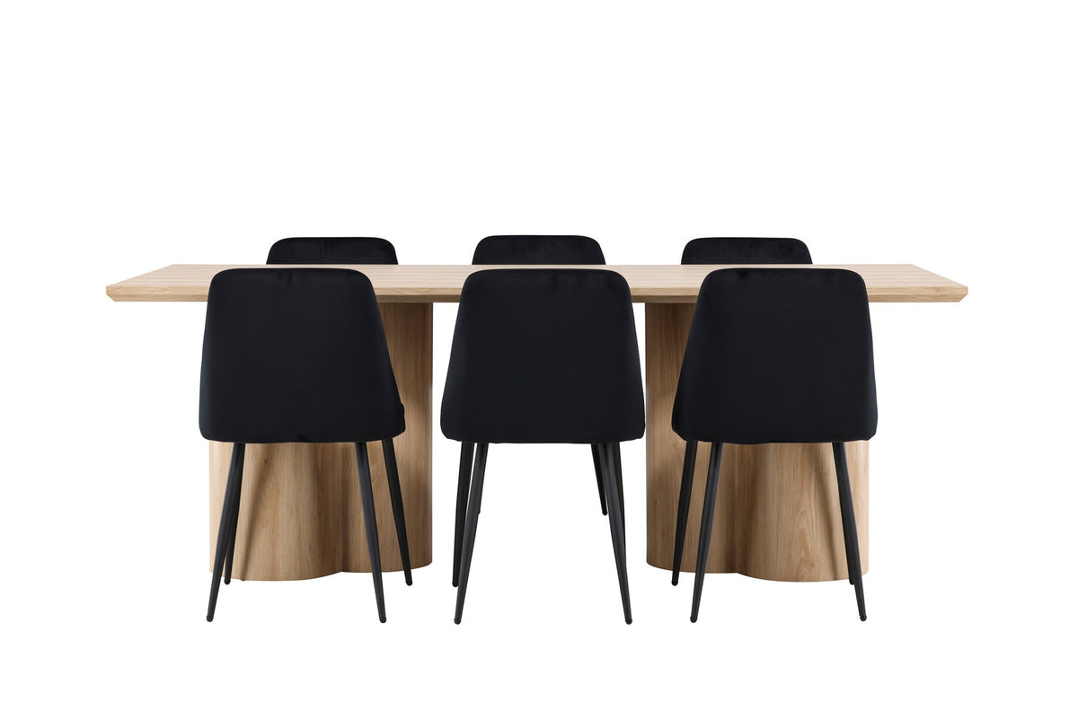 Olivia Esstisch mit Night Stühlen in Schwarz präsentiert im Onlineshop von KAQTU Design AG. Esszimmerset ist von Venture Home