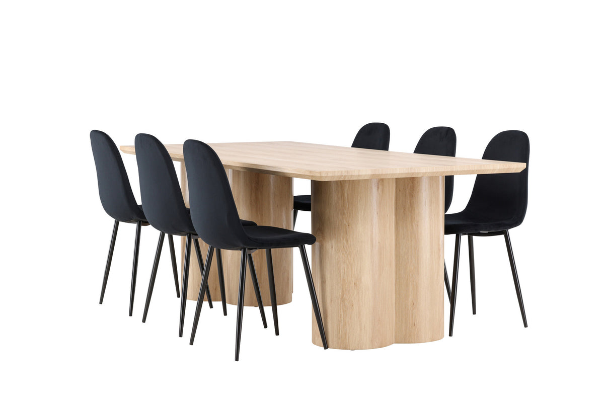 Olivia Esstisch mit Polar Stühlen in Schwarz präsentiert im Onlineshop von KAQTU Design AG. Esszimmerset ist von Venture Home