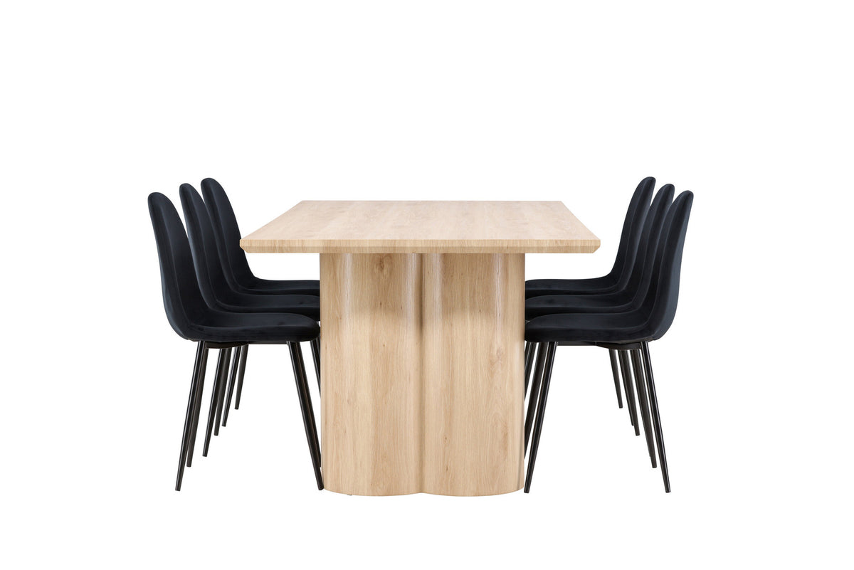 Olivia Esstisch mit Polar Stühlen in Schwarz präsentiert im Onlineshop von KAQTU Design AG. Esszimmerset ist von Venture Home