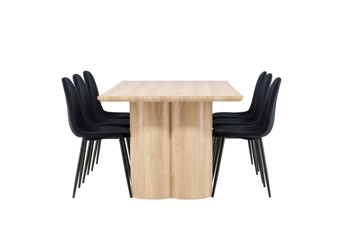 Olivia Esstisch mit Polar Stühlen in Schwarz präsentiert im Onlineshop von KAQTU Design AG. Esszimmerset ist von Venture Home