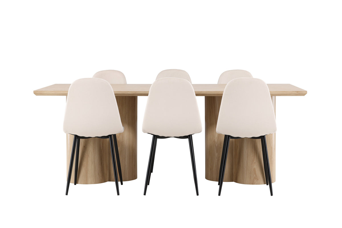 Olivia Esstisch mit Polar Stühlen in Beige präsentiert im Onlineshop von KAQTU Design AG. Esszimmerset ist von Venture Home