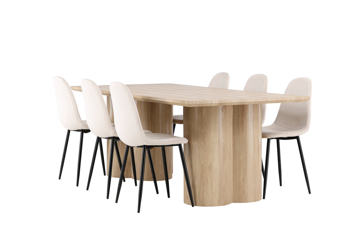 Olivia Esstisch mit Polar Stühlen in Beige präsentiert im Onlineshop von KAQTU Design AG. Esszimmerset ist von Venture Home