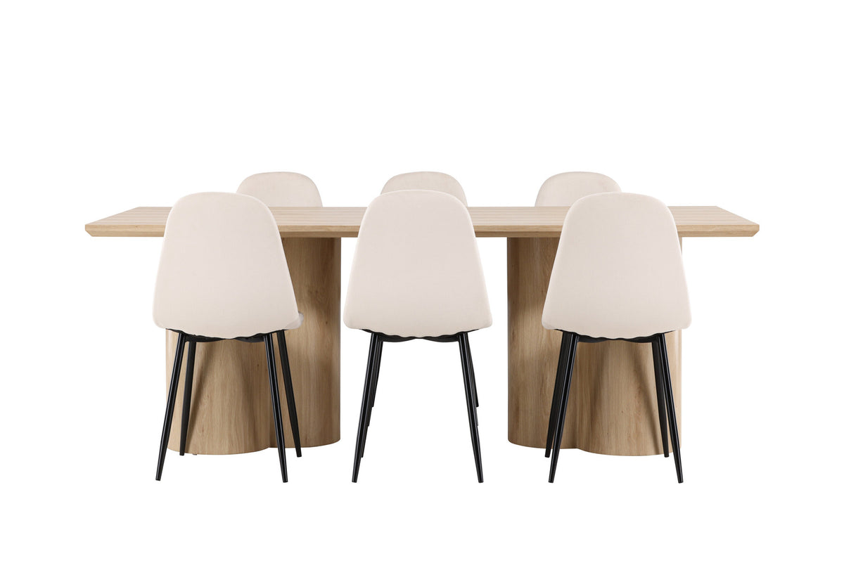 Olivia Esstisch mit Polar Stühlen in Beige präsentiert im Onlineshop von KAQTU Design AG. Esszimmerset ist von Venture Home