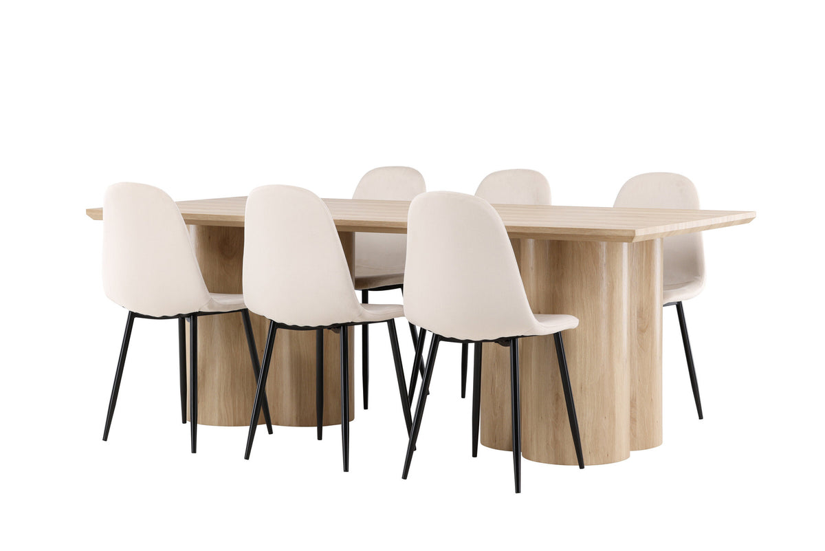 Olivia Esstisch mit Polar Stühlen in Beige präsentiert im Onlineshop von KAQTU Design AG. Esszimmerset ist von Venture Home
