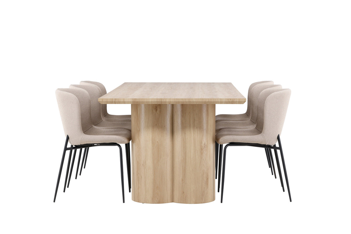 Olivia Esstisch mit Modesto Stühlen in Beige präsentiert im Onlineshop von KAQTU Design AG. Esszimmerset ist von Venture Home