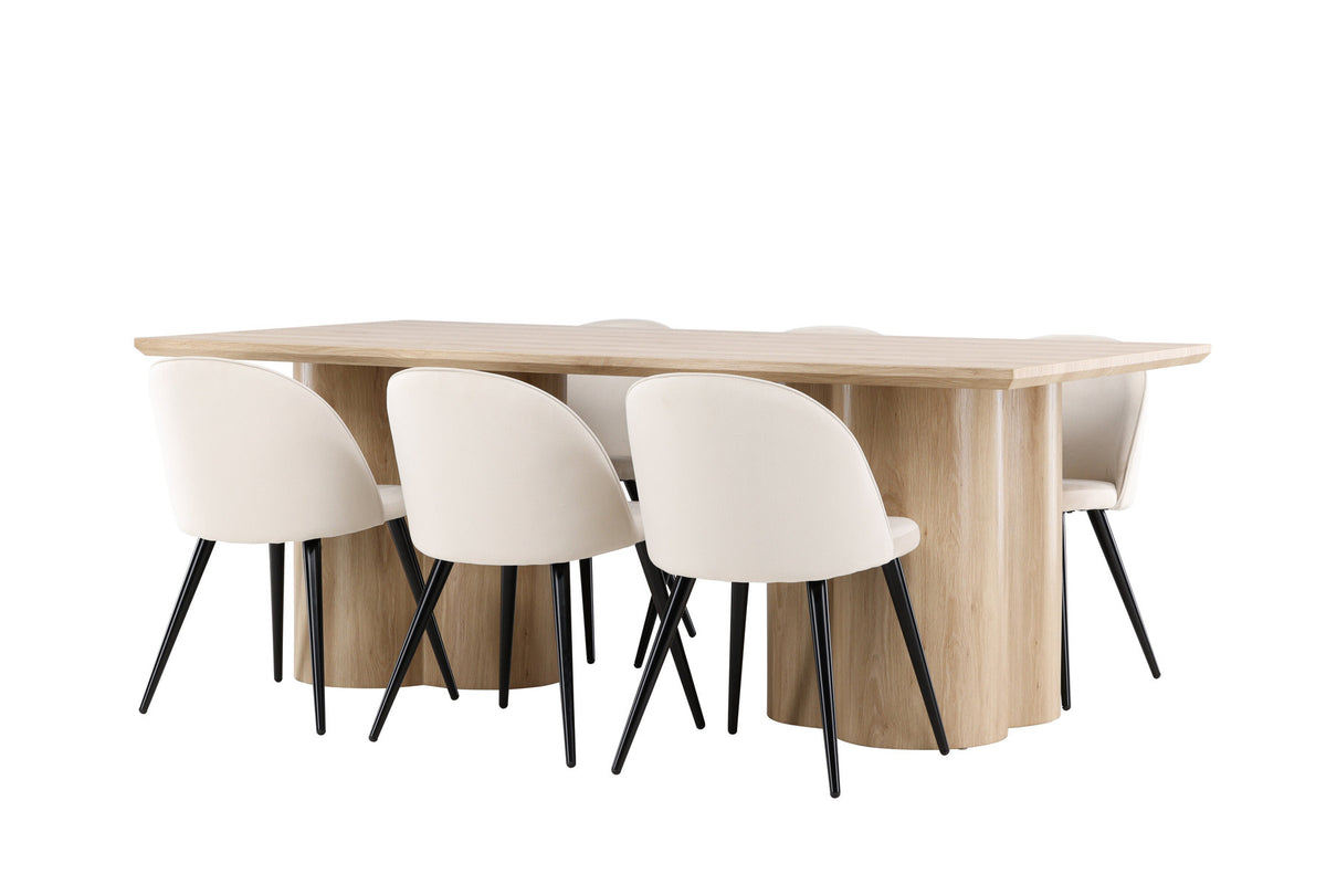 Olivia Esstisch mit Velvet Stühlen in Beige präsentiert im Onlineshop von KAQTU Design AG. Esszimmerset ist von Venture Home