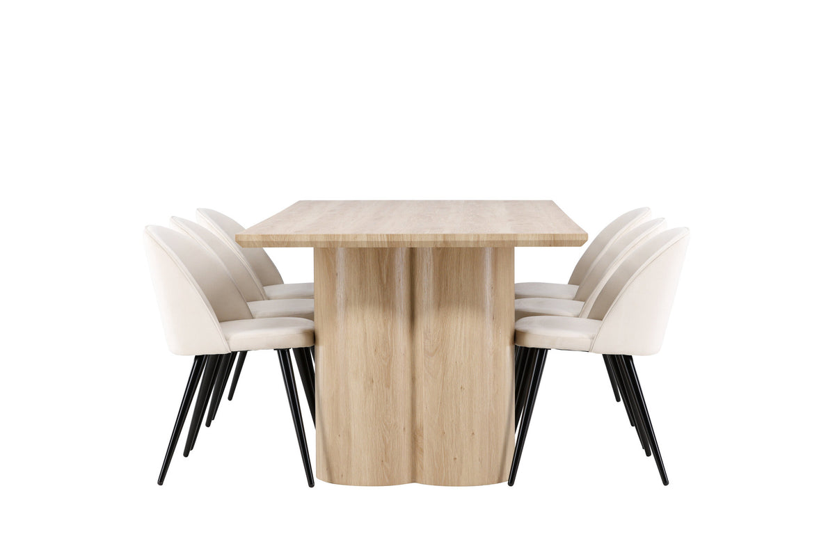 Olivia Esstisch mit Velvet Stühlen in Beige präsentiert im Onlineshop von KAQTU Design AG. Esszimmerset ist von Venture Home