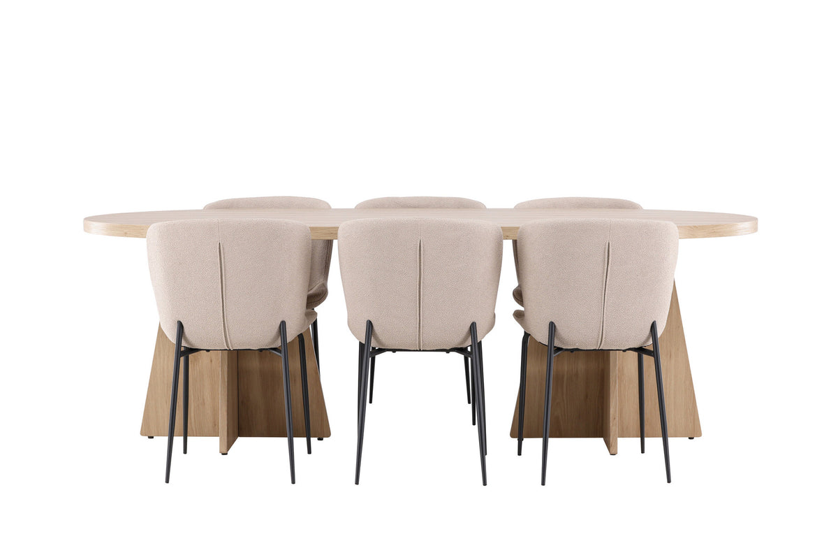 Bootcut Esstisch mit Modesto Stühlen in Beige präsentiert im Onlineshop von KAQTU Design AG. Esszimmerset ist von Venture Home