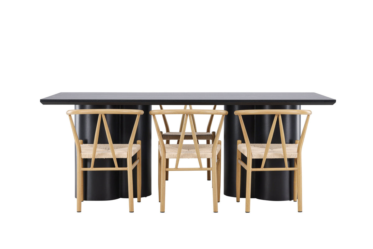 Olivia Esstisch mit Stühlen Alfons in Beige präsentiert im Onlineshop von KAQTU Design AG. Esszimmerset ist von Venture Home