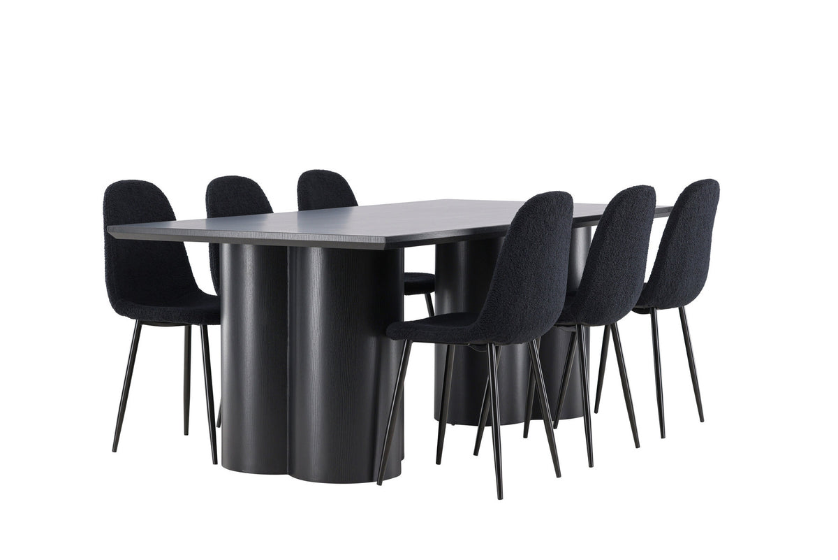 Olivia Esstisch mit Polar Stühlen in Schwarz präsentiert im Onlineshop von KAQTU Design AG. Esszimmerset ist von Venture Home