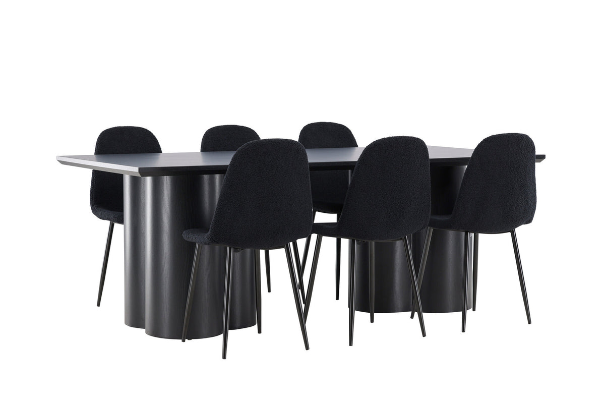 Olivia Esstisch mit Polar Stühlen in Schwarz präsentiert im Onlineshop von KAQTU Design AG. Esszimmerset ist von Venture Home