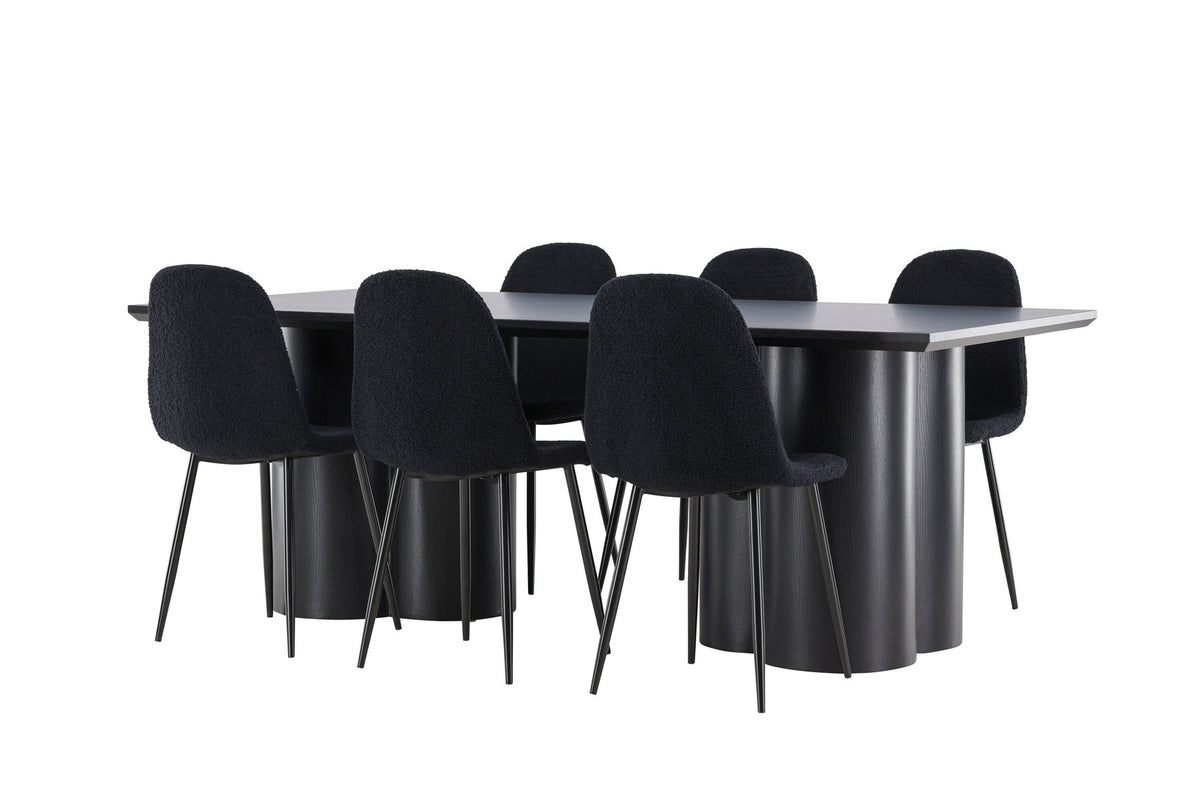 Olivia Esstisch mit Polar Stühlen in Schwarz präsentiert im Onlineshop von KAQTU Design AG. Esszimmerset ist von Venture Home