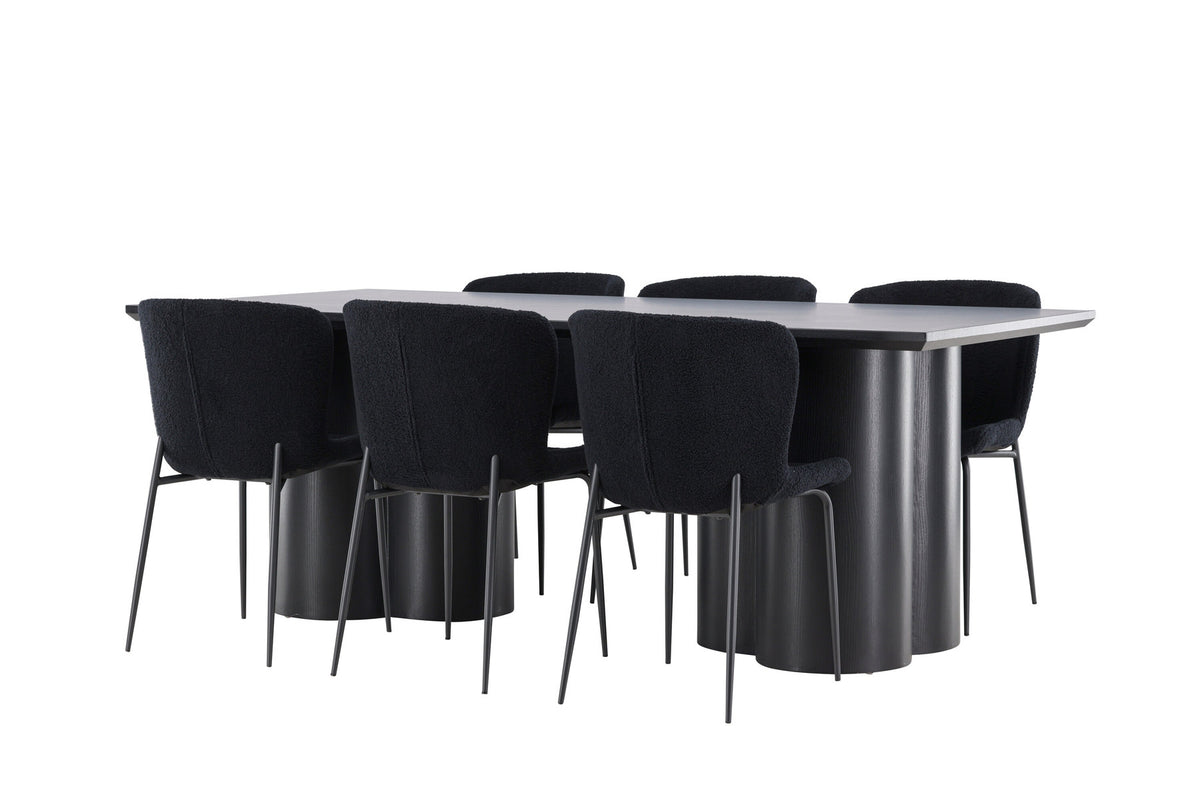 Olivia Esstisch mit Modesto Stühlen in Schwarz präsentiert im Onlineshop von KAQTU Design AG. Esszimmerset ist von Venture Home