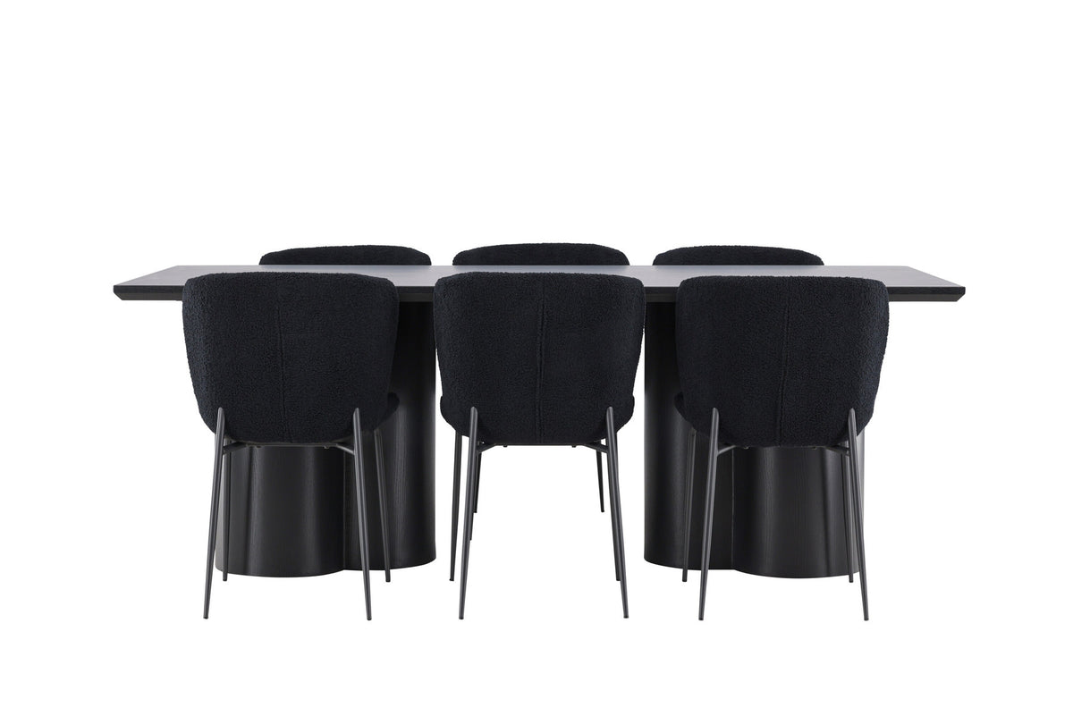 Olivia Esstisch mit Modesto Stühlen in Schwarz präsentiert im Onlineshop von KAQTU Design AG. Esszimmerset ist von Venture Home