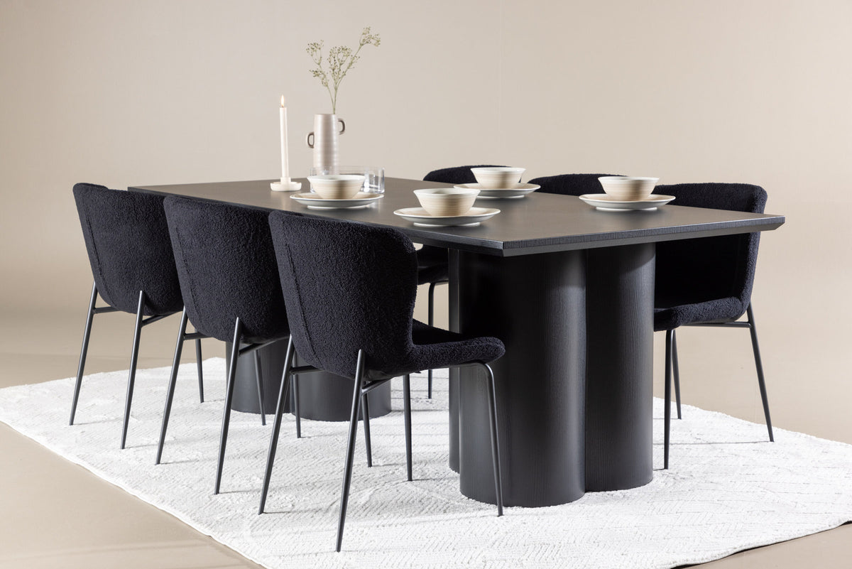 Olivia Esstisch mit Modesto Stühlen in Schwarz präsentiert im Onlineshop von KAQTU Design AG. Esszimmerset ist von Venture Home