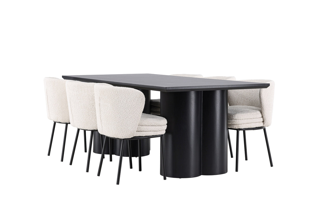 Olivia Esstisch mit Agnes Stühlen in Weiss präsentiert im Onlineshop von KAQTU Design AG. Esszimmerset ist von Venture Home