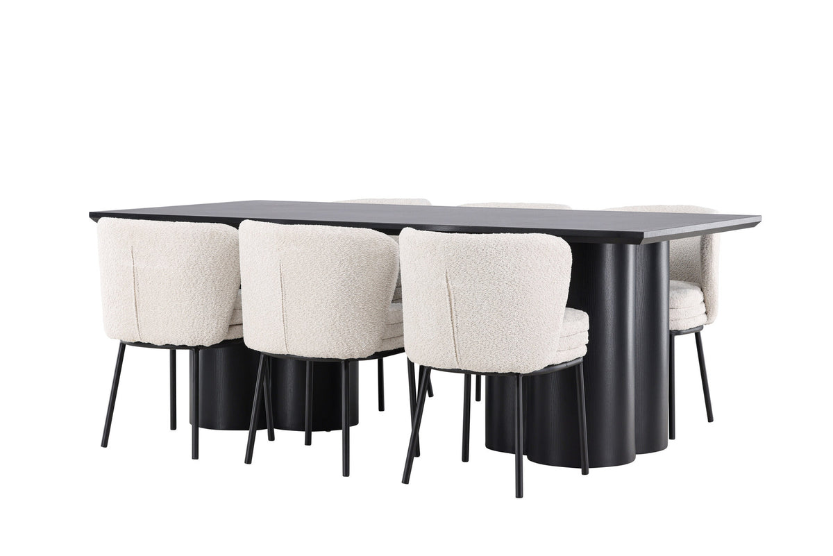 Olivia Esstisch mit Agnes Stühlen in Weiss präsentiert im Onlineshop von KAQTU Design AG. Esszimmerset ist von Venture Home