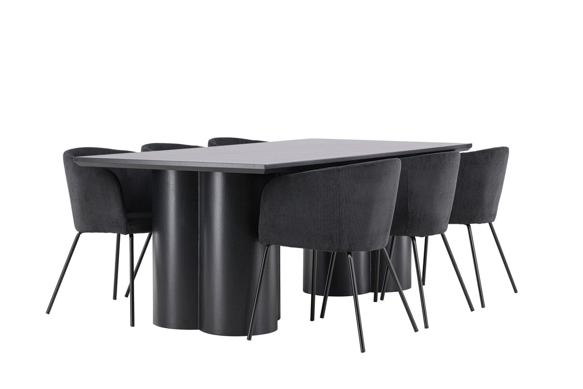 Olivia Esstisch mit Stühlen von Berit in Schwarz präsentiert im Onlineshop von KAQTU Design AG. Esszimmerset ist von Venture Home