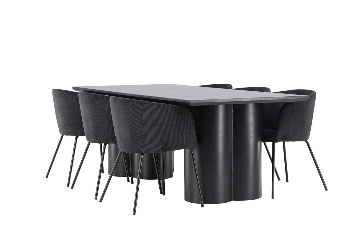Olivia Esstisch mit Stühlen von Berit in Schwarz präsentiert im Onlineshop von KAQTU Design AG. Esszimmerset ist von Venture Home