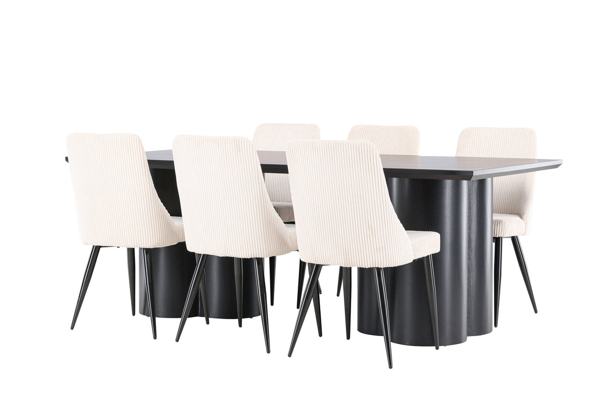 Olivia Esstisch mit Leone Stühlen in Beige präsentiert im Onlineshop von KAQTU Design AG. Esszimmerset ist von Venture Home