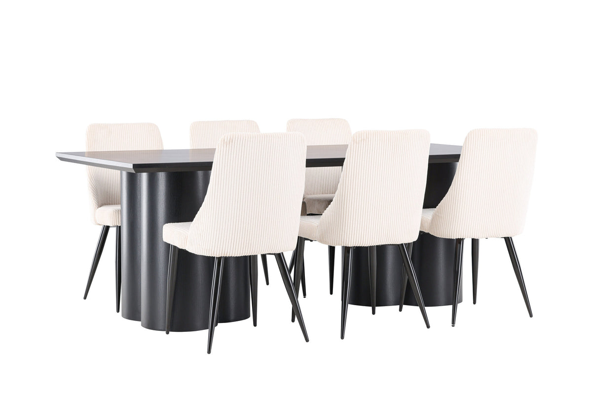 Olivia Esstisch mit Leone Stühlen in Beige präsentiert im Onlineshop von KAQTU Design AG. Esszimmerset ist von Venture Home