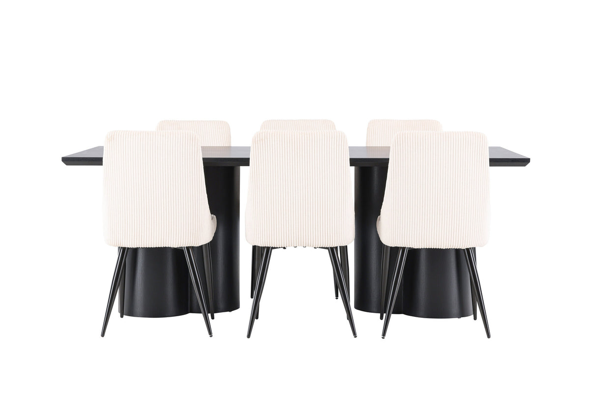 Olivia Esstisch mit Leone Stühlen in Beige präsentiert im Onlineshop von KAQTU Design AG. Esszimmerset ist von Venture Home
