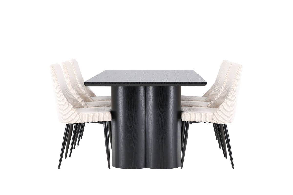 Olivia Esstisch mit Leone Stühlen in Beige präsentiert im Onlineshop von KAQTU Design AG. Esszimmerset ist von Venture Home