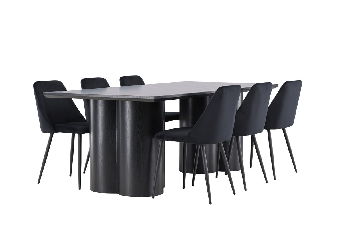 Olivia Esstisch mit Night Stühlen in Schwarz präsentiert im Onlineshop von KAQTU Design AG. Esszimmerset ist von Venture Home
